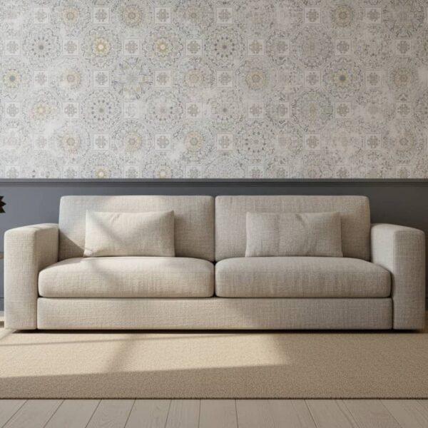 Velha Tile Wallpaper wallpaper in a Japandi room