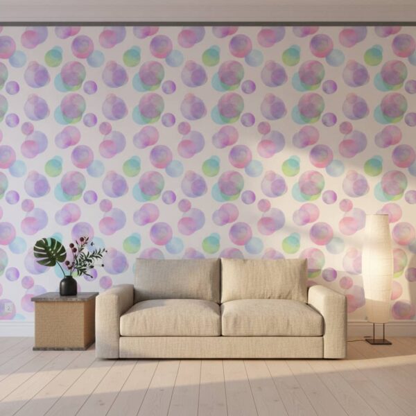 Water colour Revolution Wallpaper wallpaper in a Japandi room