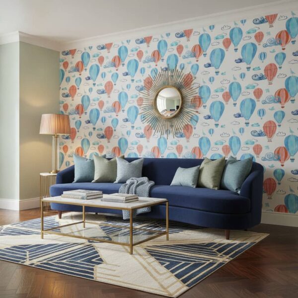 Watercolour Hot Air Balloons Wallpaper wallpaper in a Art Deco room