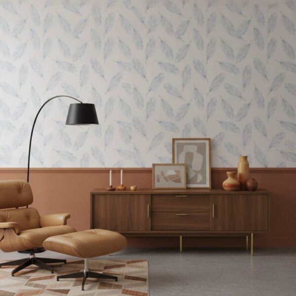 Watercolour Mute Wallpaper wallpaper in a Mid-Century Modern room