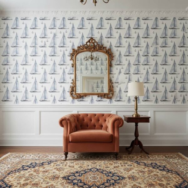 Watercolour Sailings Wallpaper wallpaper in a Classical / Traditional room