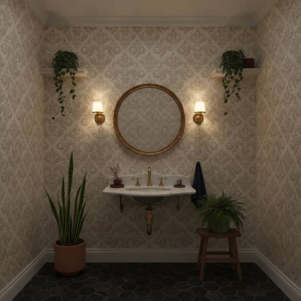 Whipped Cream Wallpaper wallpaper in a Powder Room room
