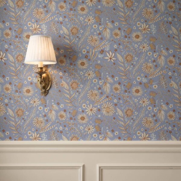 Bohemian Oasis in Purple Wallpaper shown in a room