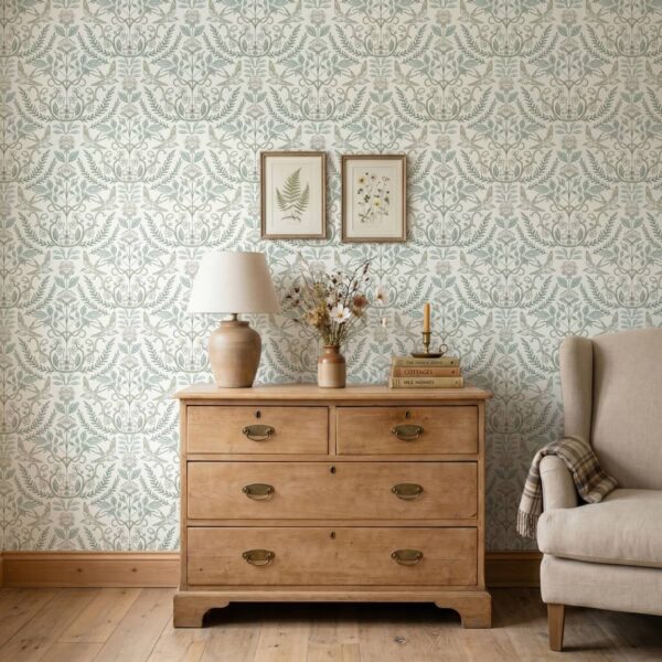 Heirloom Garden Wallpaper shown in a room