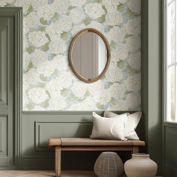 Hydrangea Garden Canvas shown in a room