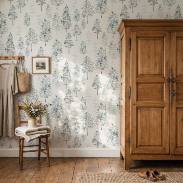 Whispering Pines Wallpaper shown in a room