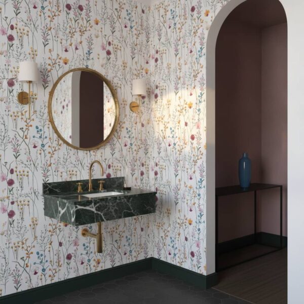 Botanics Flora Wallpaper wallpaper in a Powder Room room