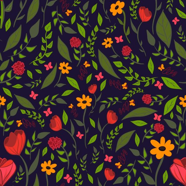 Crimson and Gold Garden - Midnight