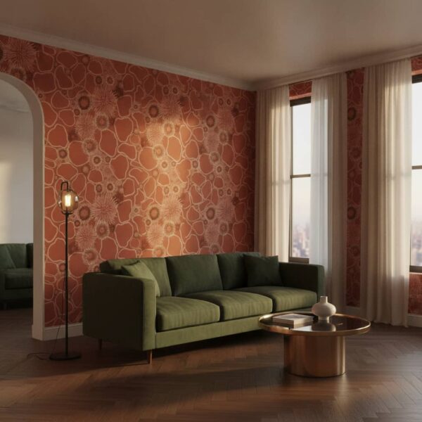 Flowers and Stones Terracotta 02 wallpaper in a NYC Apartment room
