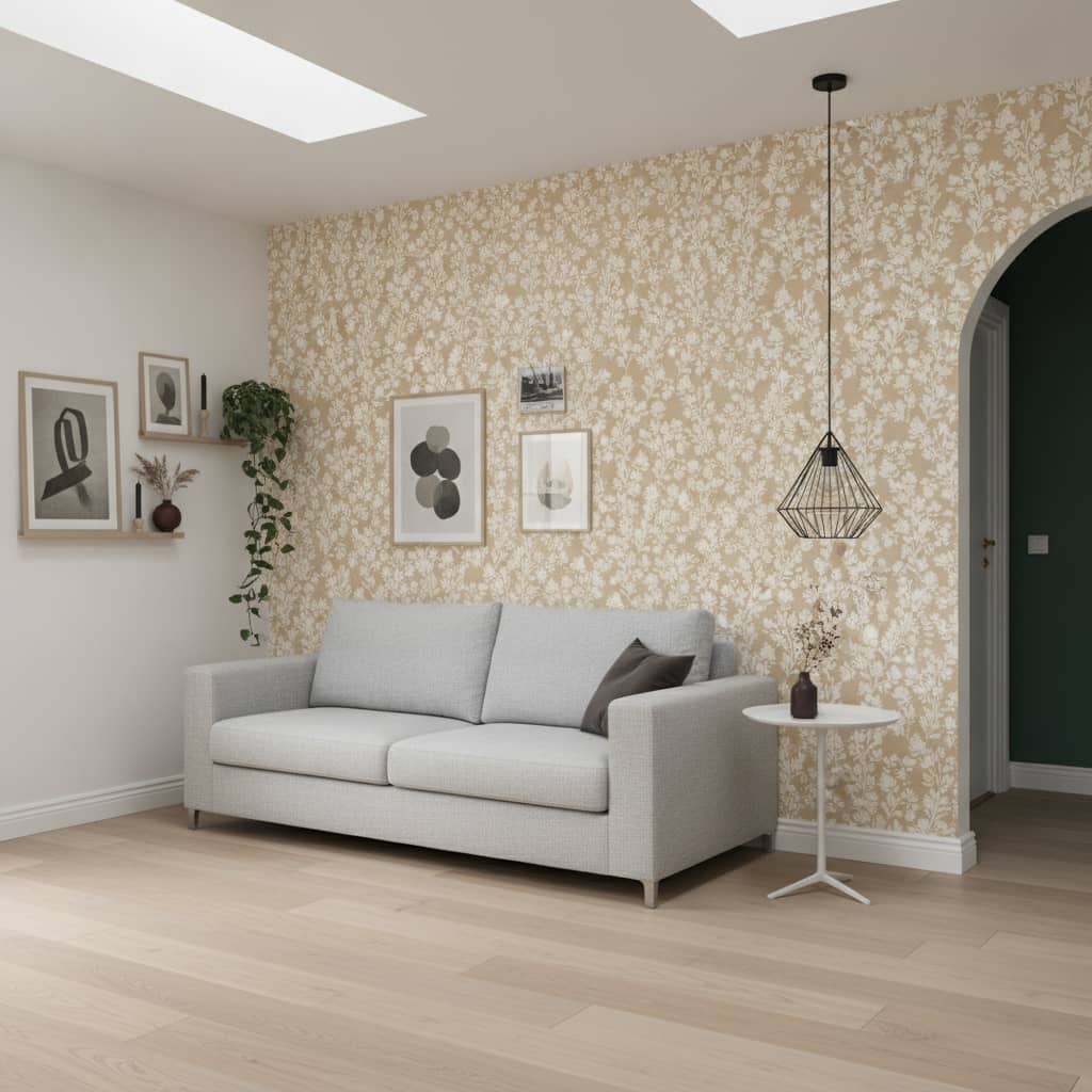 Malina Sweet Pea Wallpaper in Tumeric | Peel & Stick Wallpaper Online | Proudly Made in Canada Malina Sweet Pea Wallpaper in Tumeric - Canadian-made peel and stick wallpaper for kitchen and bedroom walls