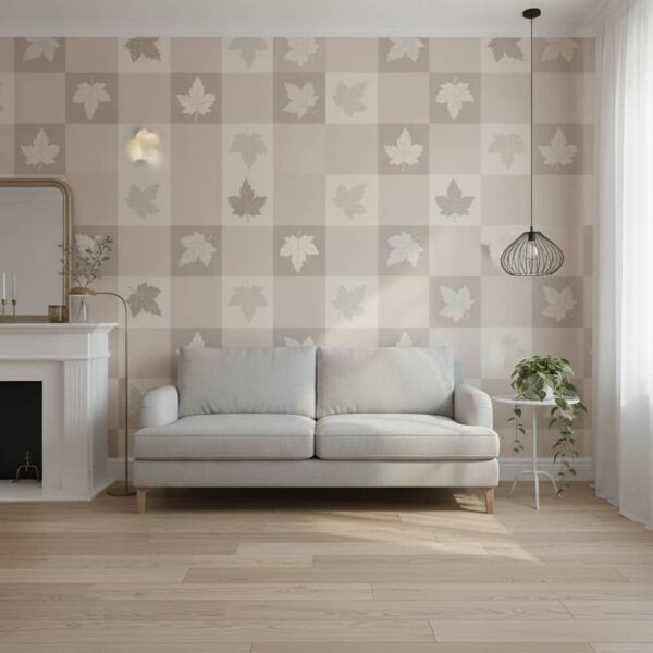 How to Use the Wallpaper Room Visualiser | Peel & Stick Wallpaper Online | Proudly Made in Canada Neutral Maple Leaves – Beige Botanical - Canadian-made Eli Nora Wallpaper wallpaper from Wallpaper Online Canada