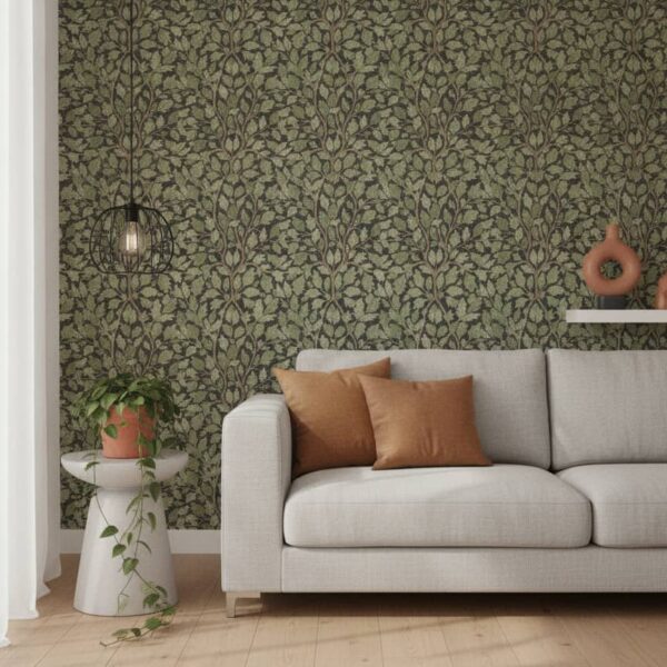 How to Use the Wallpaper Room Visualiser | Peel & Stick Wallpaper Online | Proudly Made in Canada Oaks of Avalon Charcoal Black Original - Canadian-made Sabina Maria Design Wallpaper wallpaper from Wallpaper Online
