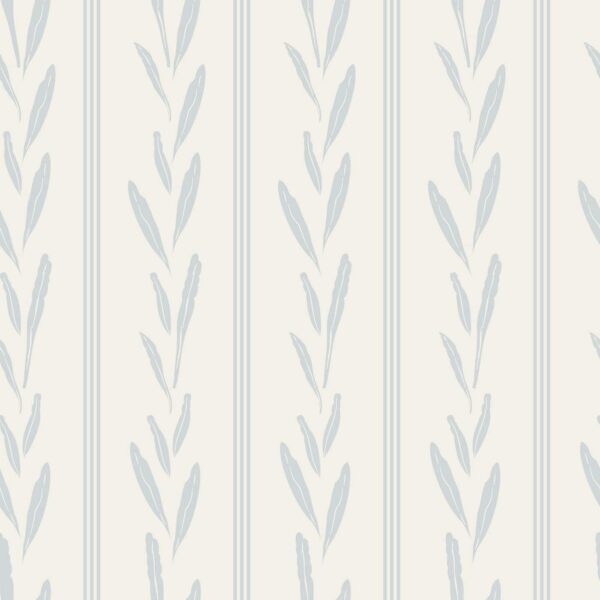 Light Blue Leaves with Pinstripes on Ivory