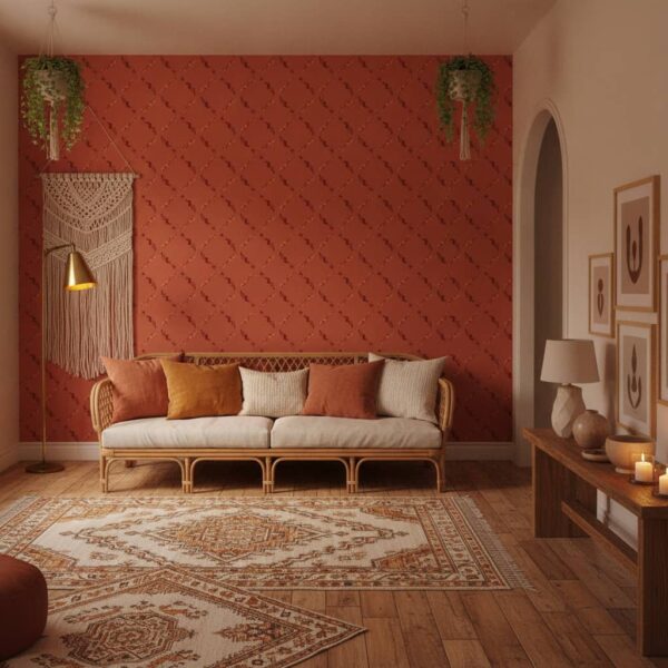 Home-test | Peel & Stick Wallpaper Online | Proudly Made in Canada Terracotta abstract diamonds - Canadian-made Eli Nora Wallpaper wallpaper from Wallpaper Online Canada