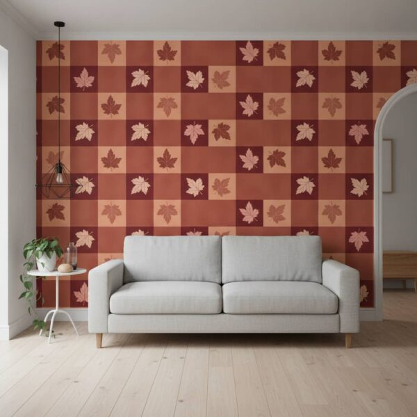 How to Use the Wallpaper Room Visualiser | Peel & Stick Wallpaper Online | Proudly Made in Canada Terracotta Maple Leaves – Botanical - Canadian-made Eli Nora Wallpaper wallpaper from Wallpaper Online Canada