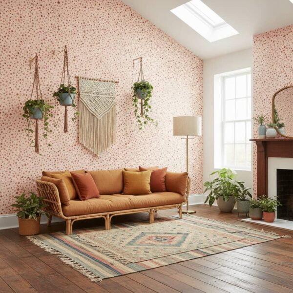 Terrazzo Terracotta - Canadian-made peel and stick wallpaper from wallpaperonline.ca - close-up detail
