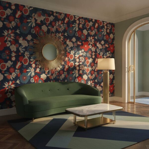 Vintage Meadow (Dark) - Canadian-made Vintage Meadow wallpaper from Wallpaper Online Canada