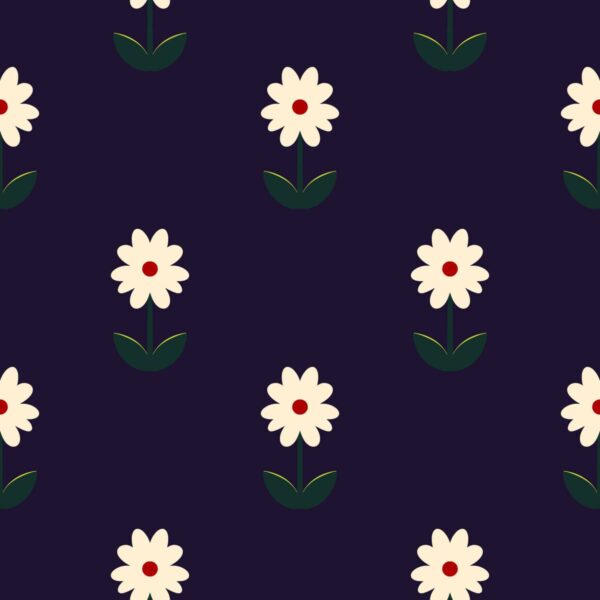 White Flower Midnight Pattern shown in a room