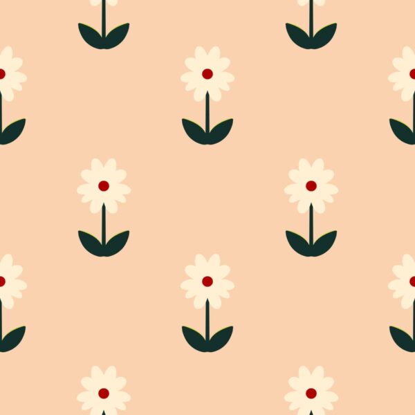 Home-test | Peel & Stick Wallpaper Online | Proudly Made in Canada White Flower Pattern - Cream Background shown in a room