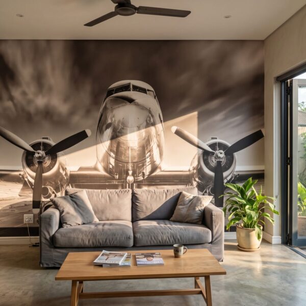 Mural Revolution Heights shown in a living room