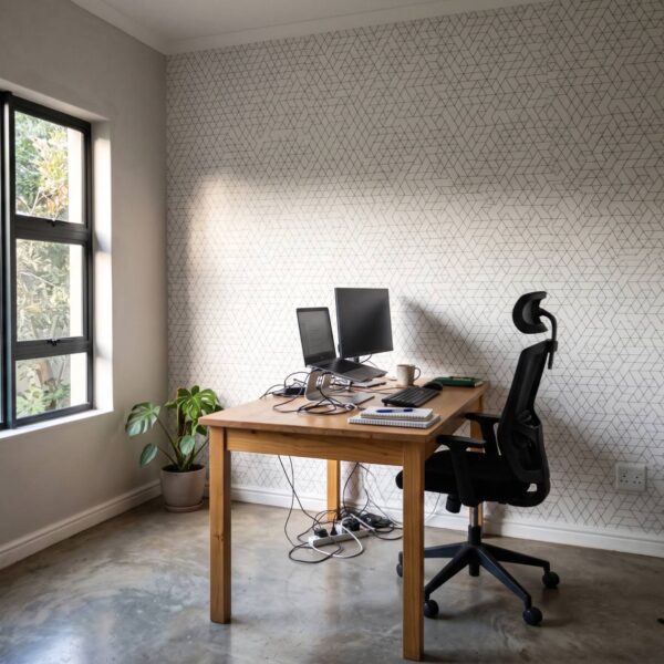 Pythagoras Wallpaper shown in a home office