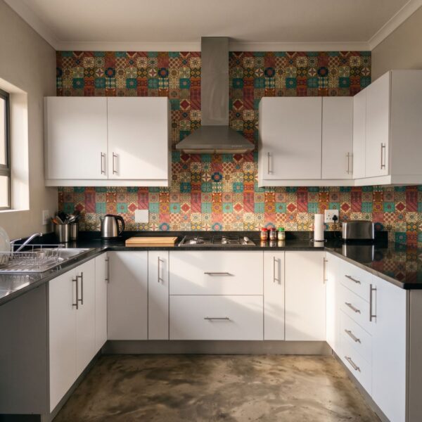 Navas Tile Wallpaper shown in a kitchen