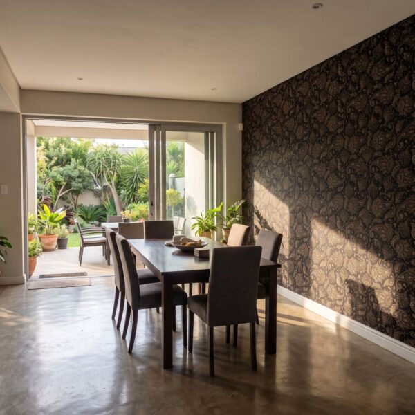 Royal Rain Wallpaper shown in a dining room