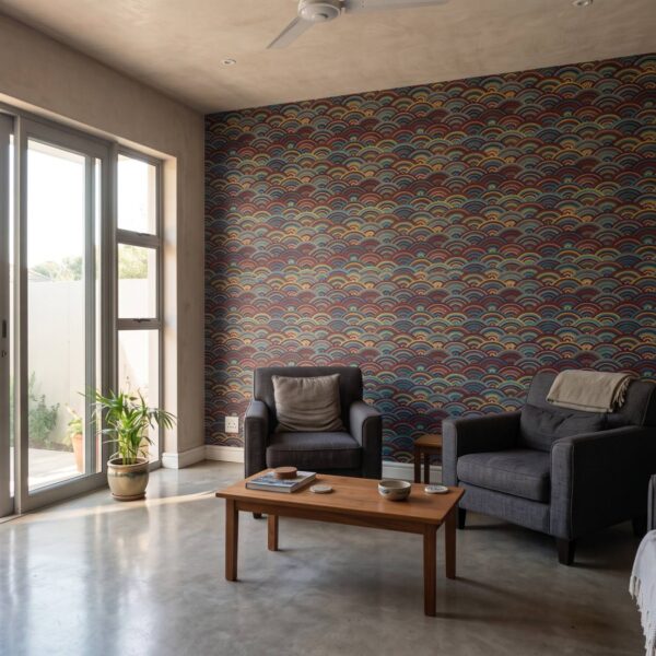 Seigaha Earth Wallpaper shown in a living room