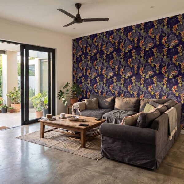Koi Cluster Wallpaper shown in a living room