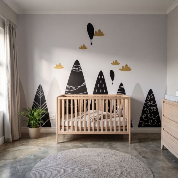 Mural Black Cap Mountains shown in a nursery