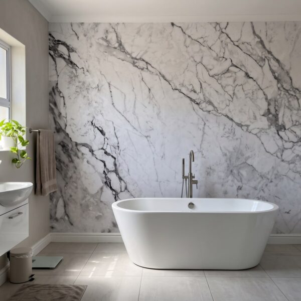Mural Grey Vanity shown in a bathroom