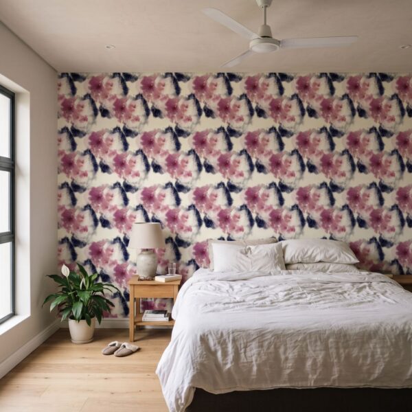 Dazzle Flor Wallpaper shown in a bedroom