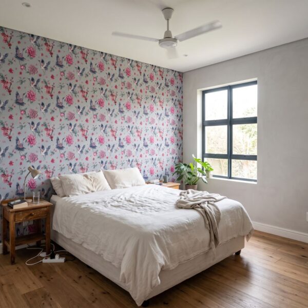 Flushing Cranes Wallpaper shown in a bedroom