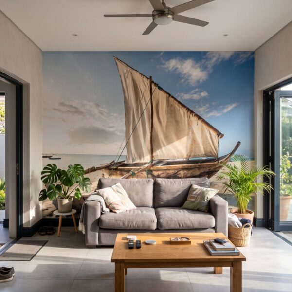 Mural Days with Dhow shown in a living room