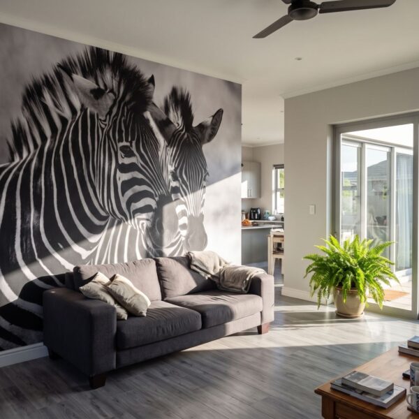 Mural United Stripes shown in a living room