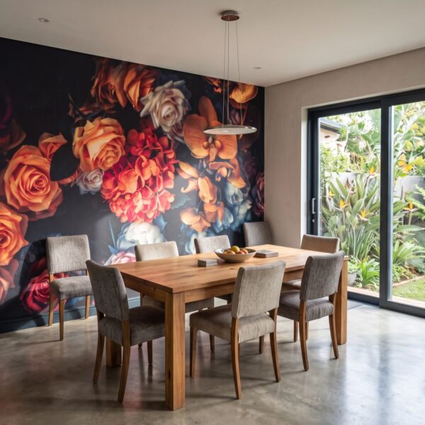 Mural Domonique shown in a dining room