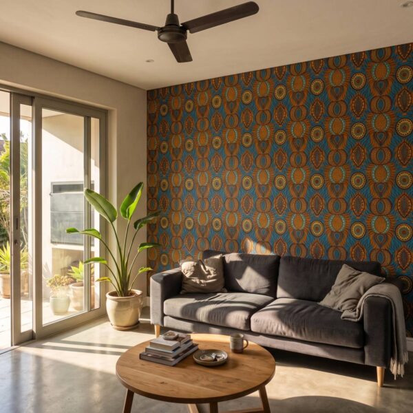 Logos Wallpaper shown in a living room