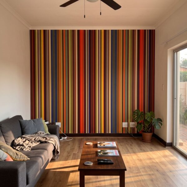 Mural Autumn Stripes shown in a living room