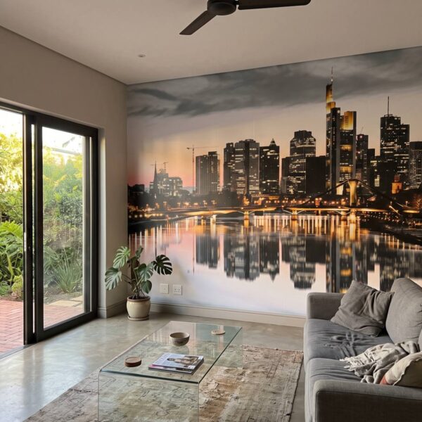 Mural City Reflections shown in a living room