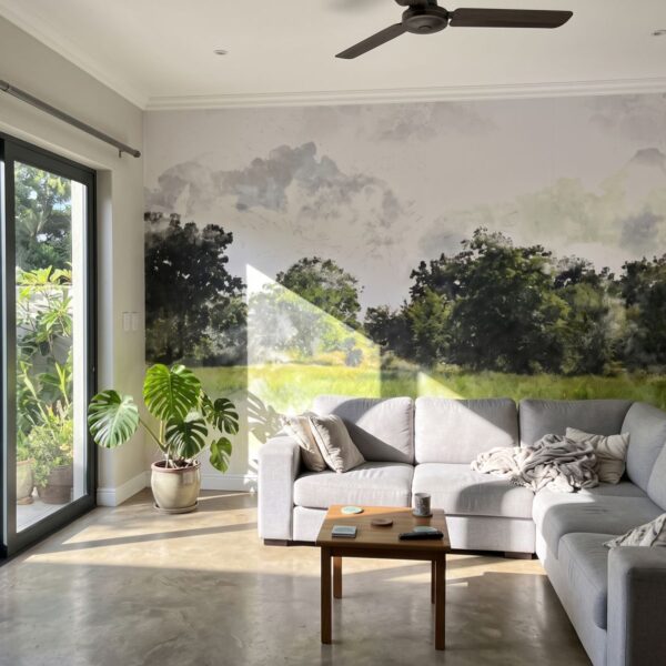Mural Cabral Forest shown in a living room