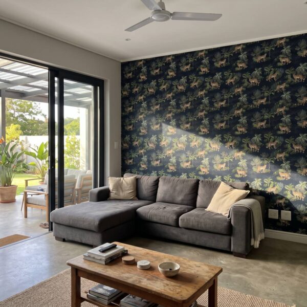 Cat Council Wallpaper shown in a living room