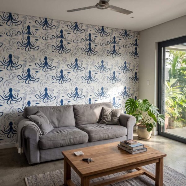 Deep Blue Sea Wallpaper shown in a living room