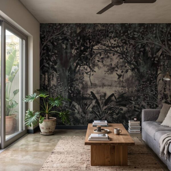 Mural Secret Garden shown in a living room