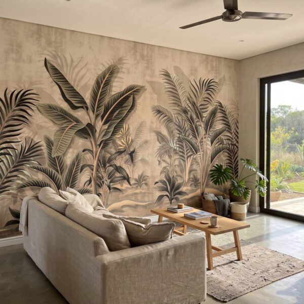 Mural Banana Palm shown in a living room