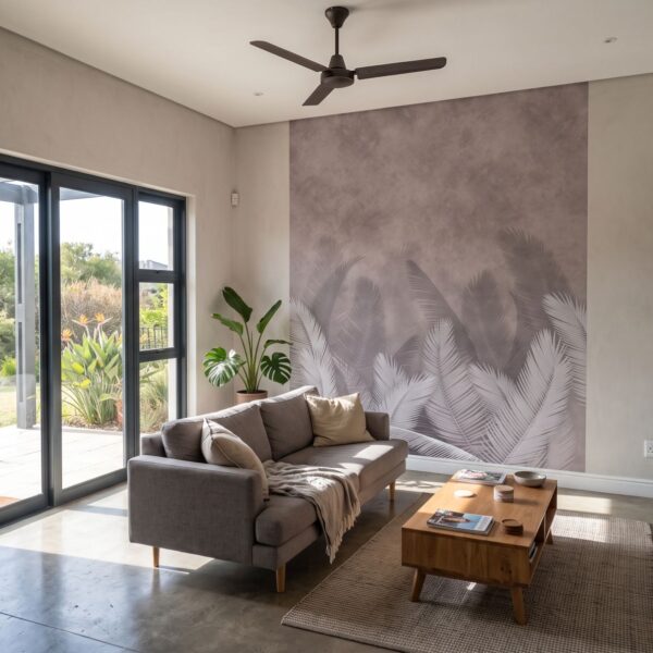 Mural Conquered shown in a living room