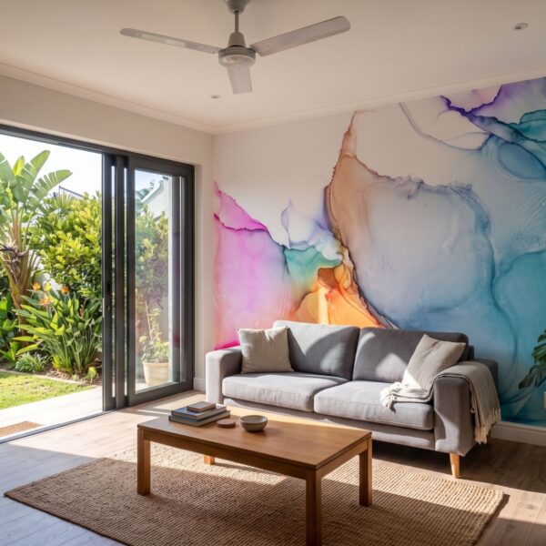 Mural Colour ink shown in a living room