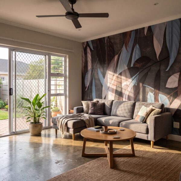 Mural Raven shown in a living room