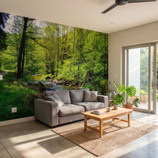 Mural Crystal Streams shown in a living room