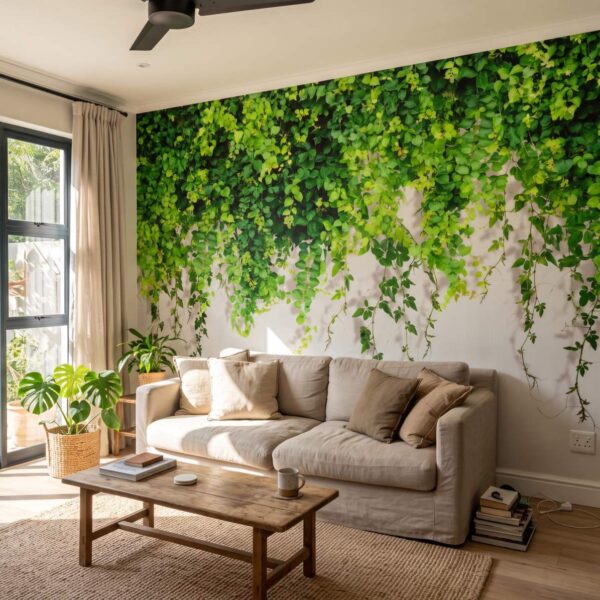 Mural Foliage Review shown in a living room