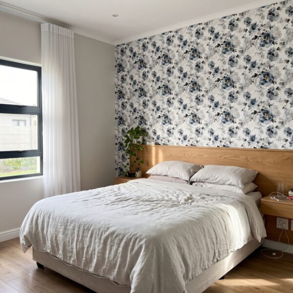 King’s crown Watercolour Wallpaper shown in a bedroom